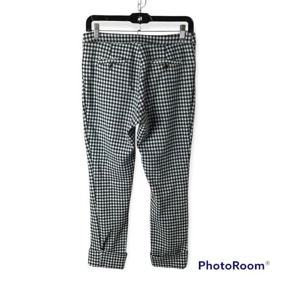 The Essential Crop Flare By Anthropologie Women's 2 Black & White Check Pants - Picture 3 of 11